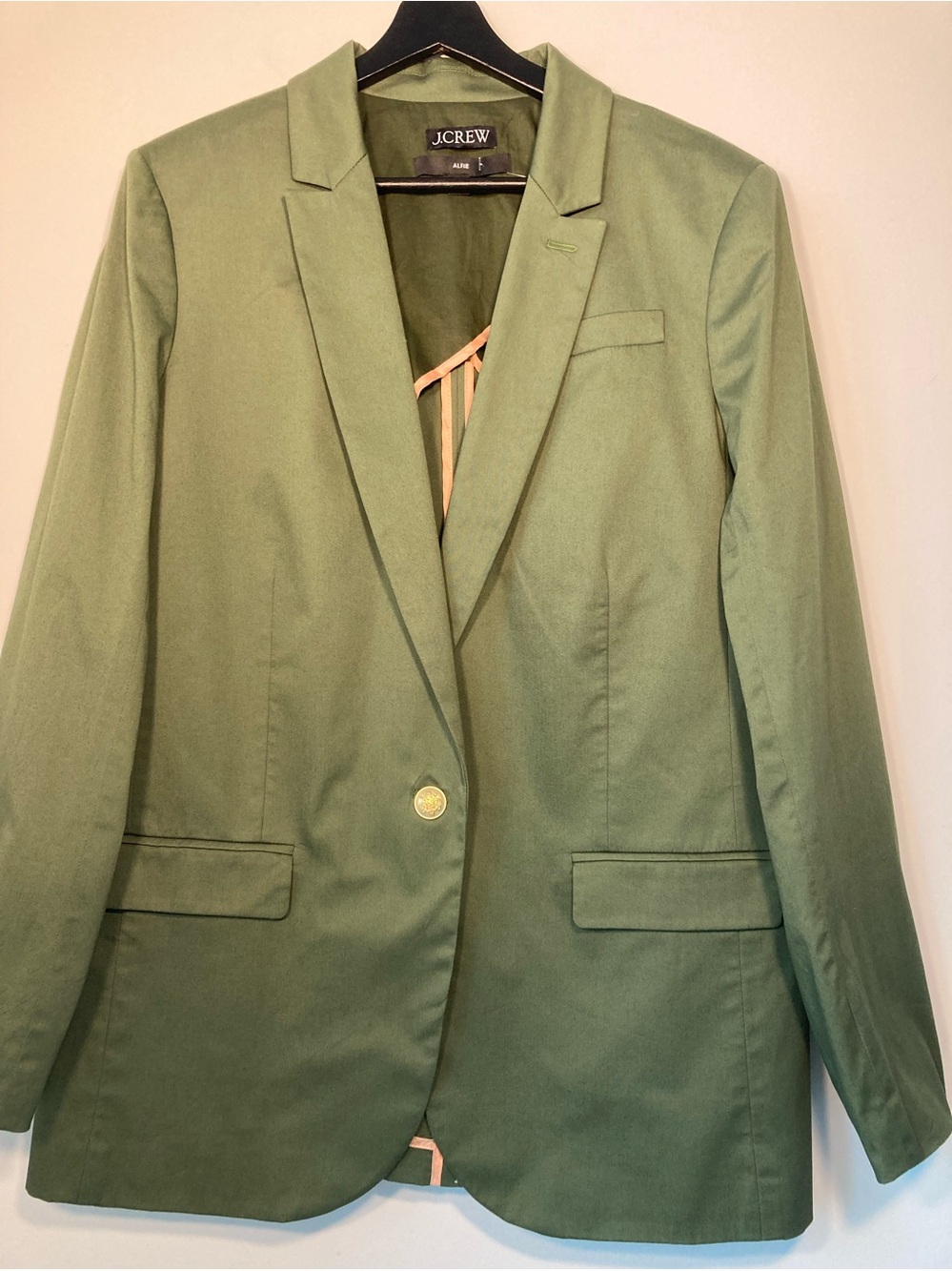 J.CREW Alfie Green Notch Lapel One-Button Lined Blazer Jacket 14T
